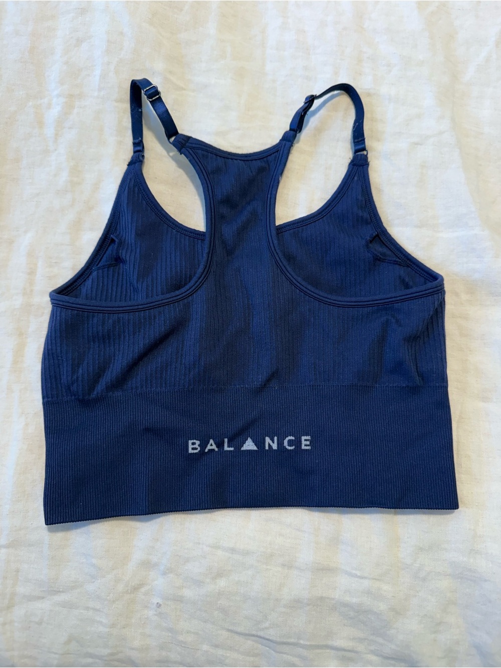 Balance Collection Navy Ribbed Racerback Crop Top